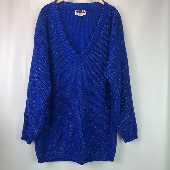 Vintage Objectivity Sweater Women’s OSFM-Large Blue Metallic Knit - Picture 1 of 8